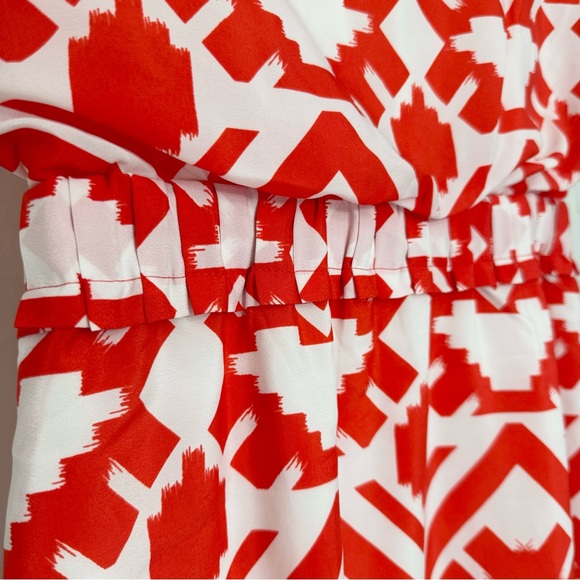 NWOT Eliza J Aztec Pattern Round Neck Batwing Sleeve Pleated Waist Shift Dress 4 - Picture 6 of 12